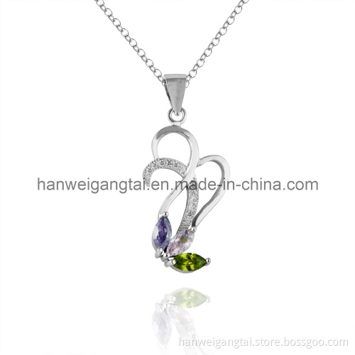 925 Silver Pendant with CZ Stones and Rhodium Plating